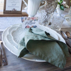 Servilletas de lino desechables para mesa, caja de Kraft de lino francés lavado a piedra, anillo de servilleta o tarjeta de papel, 100% de lino personalizado - Product Image 4