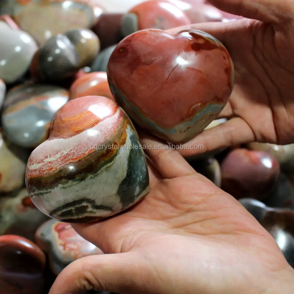 Natuurlijke ocean jasper crystal harten, hartvorm kristallen