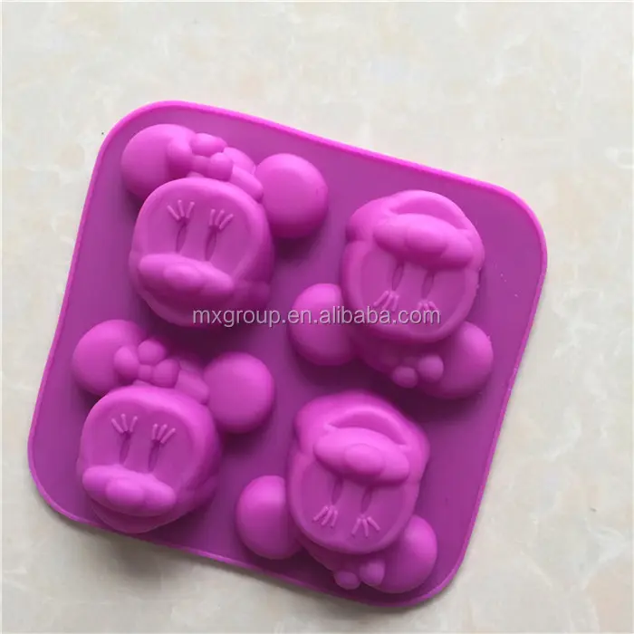 4 holes Minnie mouse moon cake mold silicone kitchen baking cake mould soap DIY manual mode wholesale silicone molds