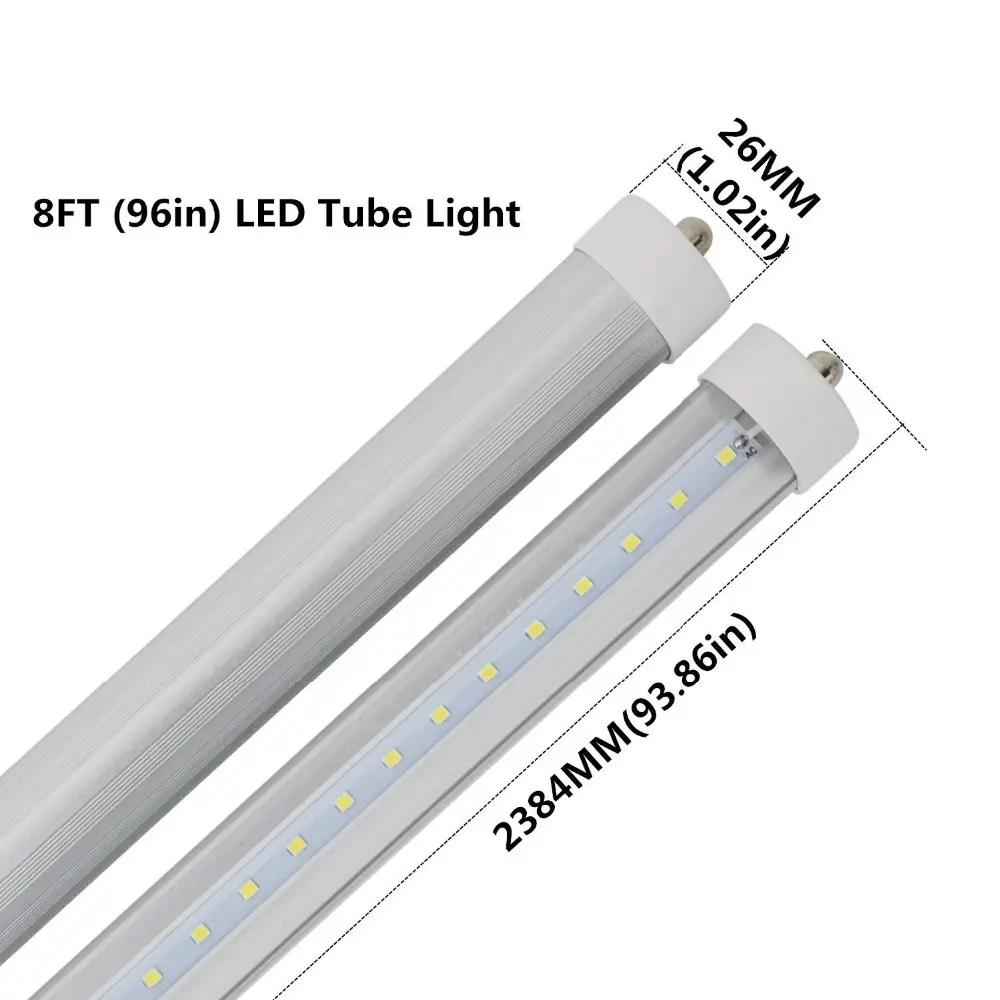 T8/T10/T12 8FT LED Buis Licht, Enkele Pin FA8 Base, dual Row 8 Voet LED Tl-lampen Dual-Ended Power Ballast Verwijderen