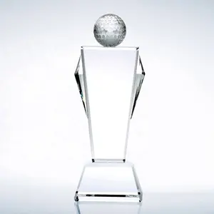 Trofeo in vetro cristallo di vetro artigianale a forma semplice e trasparente con forma unica