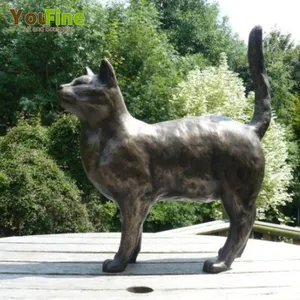 De alta calidad de fundición de bronce escultura de gato para jardín