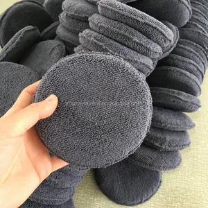 Car Care Products Foam Sponge Gray Round Microfiber Wax Applicator Pad for Auto Detailing Polishing Buffing Cleaning Coating