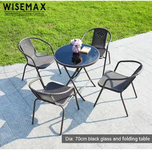 WISEMAX mobilya sıcak satış dış mekan mobilyası Modernist kahverengi açık PE rattan masa ve sandalyeler bahçe