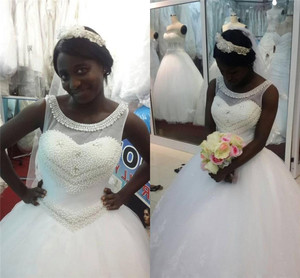 NE193 New <strong>Black</strong> Girls Ball Gown <strong>Wedding</strong> <strong>Dress</strong> Luxury Pearls Puffy Tulle African Bridal <strong>Wedding</strong> Gowns Custom Made - Product Image 1