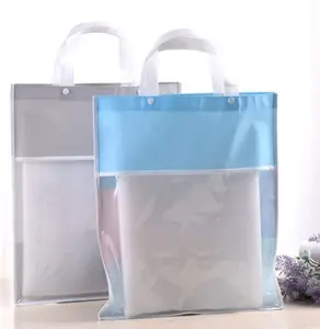 Custom made eco friendly non woven PVC zipper packing bag with handle