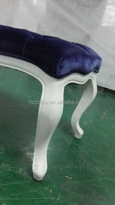 Dubai moda desigh anticuario barato marco de madera tela de terciopelo largo otomana banco - Product Image 3
