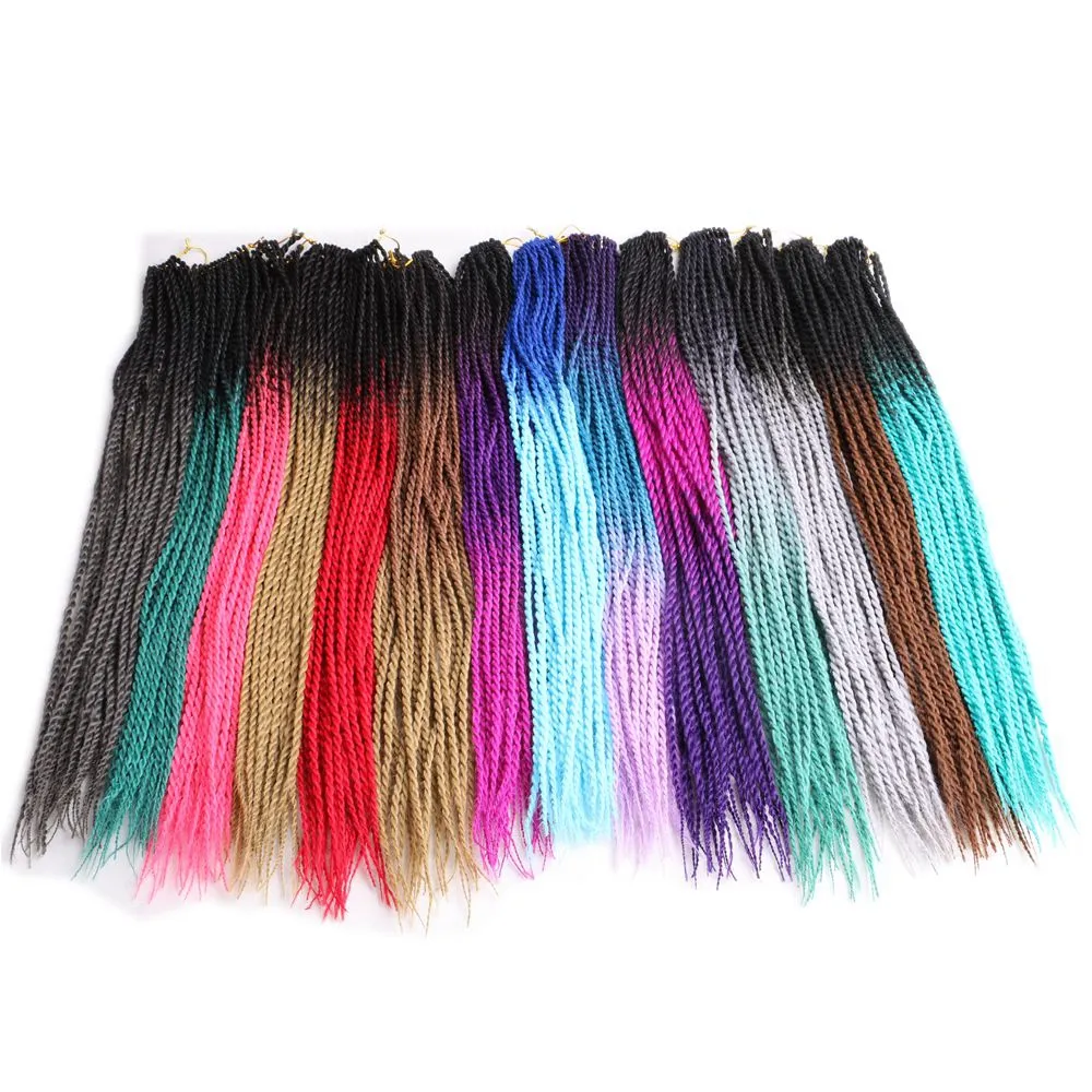 Ombre Senegal ese Twist Hair Synthetisches Flechthaar Grau Luxus für Frauen Häkeln Zöpfe 24 Wurzeln/Packung Pink innerhalb von 24 Stunden 5mm