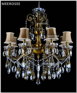 MEEROSEE Bronzo Finito Antico <span class=keywords><strong>Lampadario</strong></span> di Cristallo di Illuminazione In Ottone di Lusso Cristalli Lampada Lustre Lampada <span class=keywords><strong>A</strong></span> <span class=keywords><strong>Sospensione</strong></span> MD8504 L8 - Product Image 4