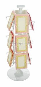 Polvo <span class=keywords><strong>blanco</strong></span> Regalos Tienda Al Por Menor Titular de la Tarjeta Postal 3-capa de Alambre De Metal Solo Libro Soporte de Exhibición - Product Image 1