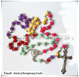 Rosarios de Moda al por Mayor, Collar de Estrella Mini Multicolor con Crucifijo Cristiano, Rosarios con Crucifijo de Jesús - Product Image 1