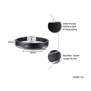 Bracciale POYA in Pelle Ultrafine con Design Curvo in Acciaio Inossidabile, Stile Europeo e Americano alla Moda per <span class=keywords><strong>Uomo</strong></span> - Product Image 4