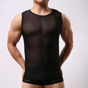 Mannen Zomer Hip Hop Tank Top Voor Mannen Gym Vest Verlengen Lange Nieuwe Mode Heren Mouwloos Mesh Tank Tops Zwart wit