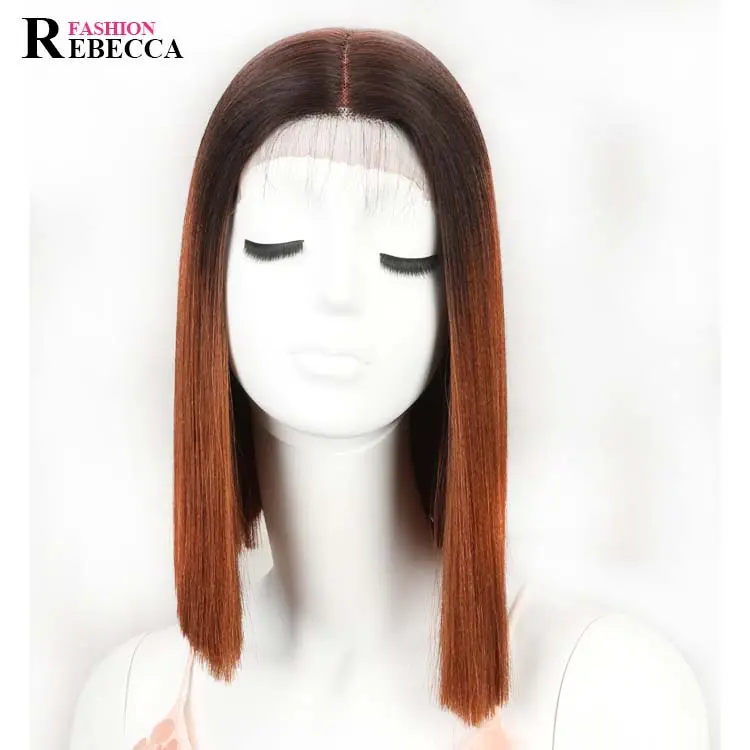 Rebecca Wholesale popular long silky straight synthetic lace front wig synthetic hair