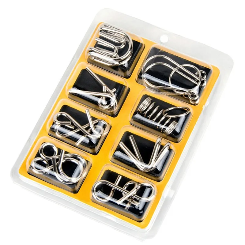 Metal Materials 8pcs/box Wire Puzzle Mind Brain Teaser Puzzles Unlocking Game For Adults Kids