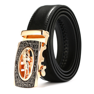 Vestido formal Hombres Cinturón de cocodrilo Hebilla automática Cinturón Proveedor de <span class=keywords><strong>Amazon</strong></span> cocodrilo Cuero genuino Cinturón de trinquete - Product Image 3