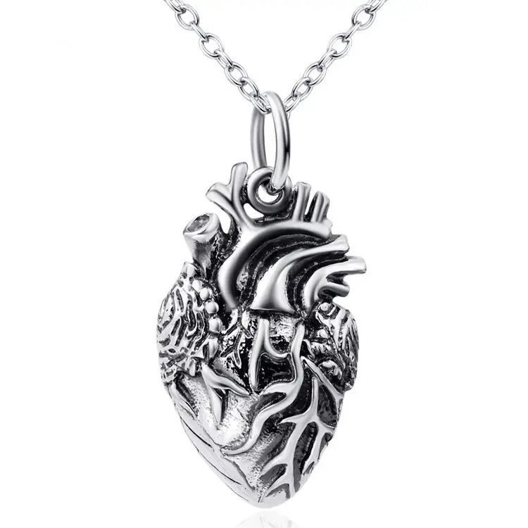 Monili antichi di rivestimento della collana del pendente del cuore anatomico dell'argento sterlina 925 di progettazione Fine all'ingrosso della cina