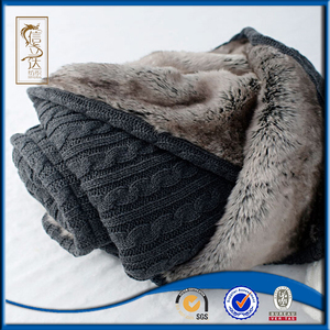 Gris cable knit Chinchilla piel sintética tiro crochet patrones manta para la venta - Product Image 2