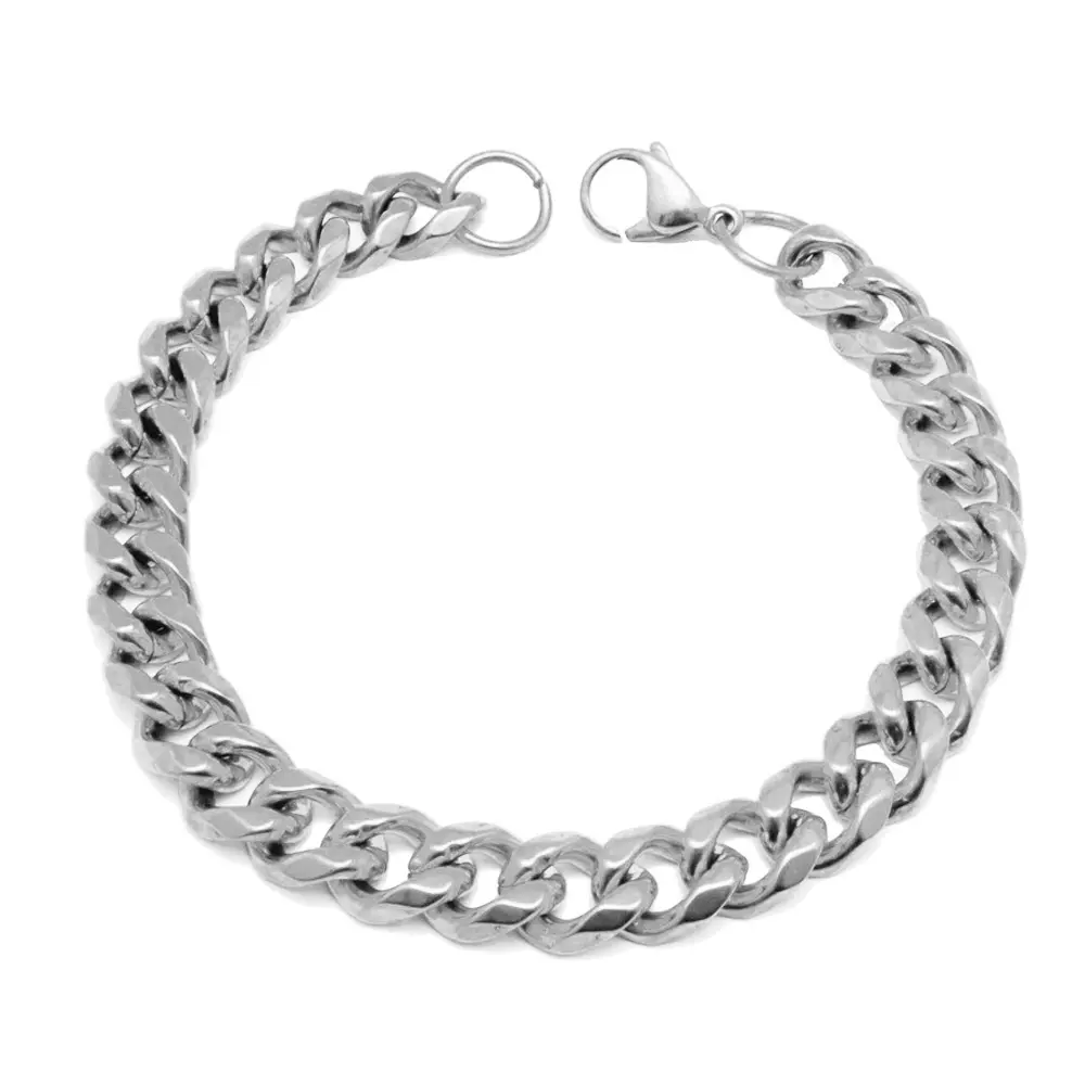 Olivia Trending productos cubano Cadena de acero inoxidable de la joyería de los hombres de plata grueso cadena y enlace pulsera