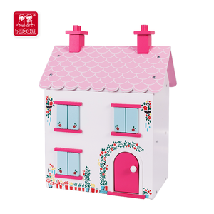 2025 nuovi bambini rosa di medie dimensioni fingono di giocare gioco per bambini in legno casa delle bambole - Product Image 2