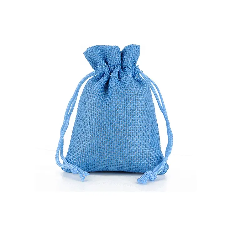 Sac en jute à cordon, dimensions 7cm x 9cm, plusieurs couleurs et tailles, en stock, prix en gros