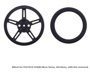 Negro 60*8mm rueda para feetech FS90R micro SERVO - Product Image 2