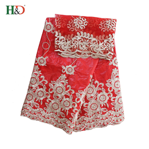 H & D Alibaba Bonne Qualité Le Plus Bas <span class=keywords><strong>Prix</strong></span> <span class=keywords><strong>Bazin</strong></span> Riche <span class=keywords><strong>Getzner</strong></span> Dentelle Coton Broderie Tissu En Chine - Product Image 5