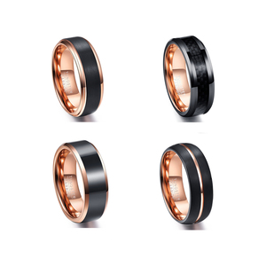 Anello 6/8mm moda opaco finito Mens fascia nero/blu anelli in carburo di tungsteno - Product Image 4