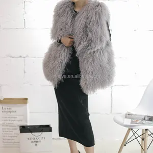 High Fashion Kalgan Lamb Fur Coat Colorful Mongolia Lamb Fur Vest