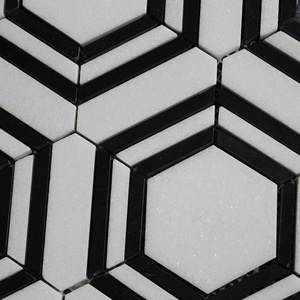 Thassos Trắng Và Gạch Lát Sàn Siêu Đen Đá Cẩm Thạch Hình Lục Giác - Product Image 5
