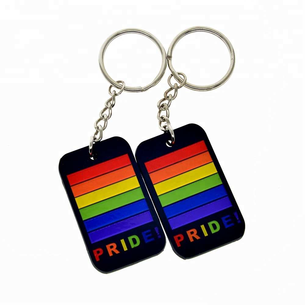 25 PIÈCES Logo Arc-En-Ciel Gay Pride Silicone Porte-clés Promotion Cadeau
