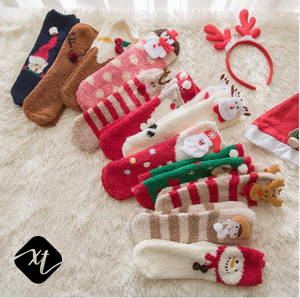 Christmas <strong>Fluffy</strong> Santa Claus Reindeer Cozy Women <strong>Ladies</strong> Girls Home Fleece Slipper <strong>Socks</strong> - Product Image 2