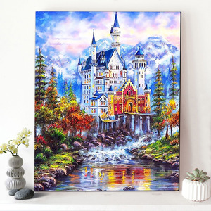 CHENISTORY DZ99568 pintura por números aceite Diy nieve montaña castillo con marco para adultos - Product Image 1