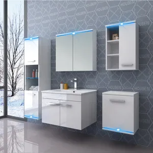 Diseño Popular montados en el piso del gabinete con luz led azul blum vanidad del gabinete del cuarto de baño del