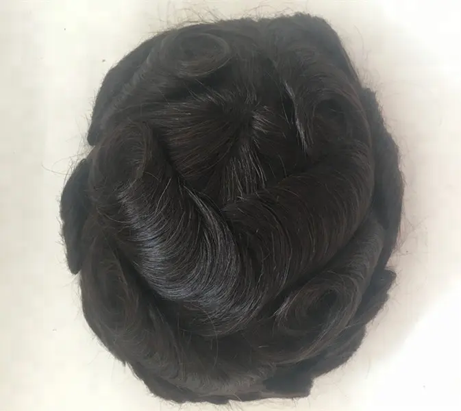 Wholesale Cheap Price 6*8/7*9/8*10 Swiss Lace Front with Thin Skin Mens Toupee with Black Hair