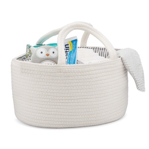 KUYUE Baby Rope Diaper Caddy - Nursery <strong>Storage</strong> <strong>Bin</strong> and Car Organizer for Diapers and Baby - Product Image 2