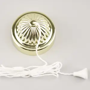 WK Bathroom Pull Cord Ceiling Switch 6 Amp 2 Way Brass Effect