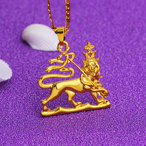 JH-colgante de aleación de León para hombre y mujer, joyería etíope, Color dorado - Product Image 2