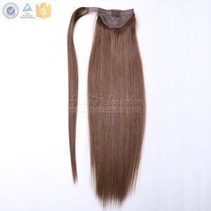 Bím Tóc Giả 100 Remy Tốt Nhất Trong Ponytails Mở Rộng Straight #3 Dark Medium Brown - Product Image 2