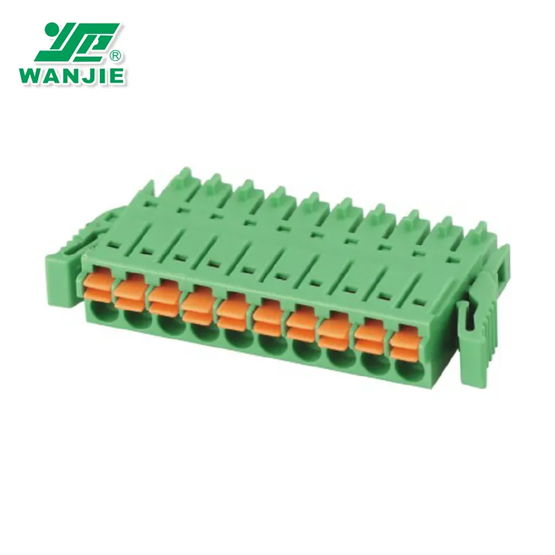 Wanjie 3.5mm pitch Spring Plug-in terminal block with double clips WJ15EDGKNG-3.5