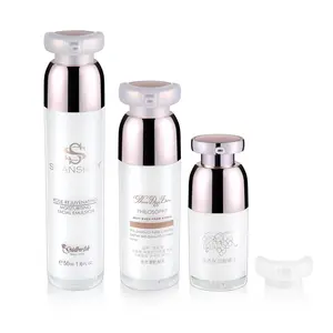Luxe acrylique double paroi bouteille de pompe airless cosmétique emballage pour lotion crème fond de teint sérum