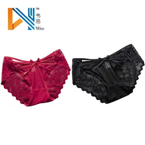 hollow out bowknot upper mesh panties lace sexy undergarments for ladies