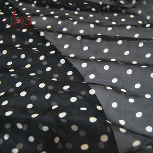 100% Pure Natuurlijke Zijde Materiaal Stip 6 MM Gedrukt Transparante Zijde <span class=keywords><strong>Chiffon</strong></span> Stof voor Jurken