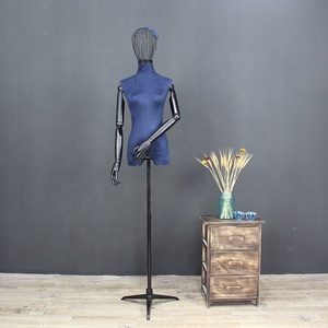 Maniquí de pie con forma de vestido femenino cubierto de lino de tela de <span class=keywords><strong>media</strong></span> <span class=keywords><strong>escala</strong></span> de nuevo diseño con cabeza de alambre de hierro - Product Image 5