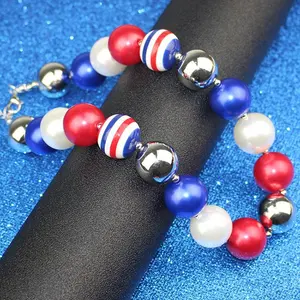 Los niños de EE. UU. El Día Nacional de regalo 16mm <span class=keywords><strong>Bubblegum</strong></span> grueso redondo acrílico cordón collar - Product Image 1