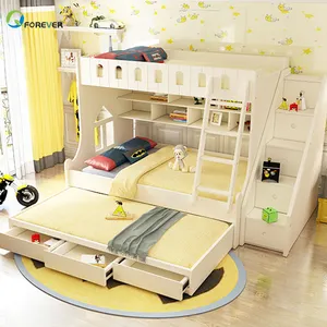 Tempat Tidur Anak Kayu Padat, Tempat Tidur Putri Laki-laki, Tempat Tidur Ganda Kombinasi untuk Ibu dan Dewasa