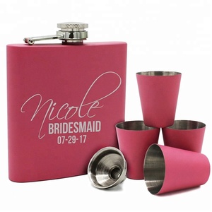 Gravura personalizada 6oz Matt Black aço inoxidável Hip Flask Gift Set com 4pcs Shot Glass - Product Image 5