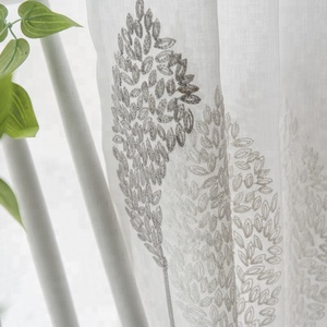 Semplice Grigio/Bianco Doppio foglie Ricamato Voile <span class=keywords><strong>Tende</strong></span> <span class=keywords><strong>per</strong></span> la Camera Da Letto <span class=keywords><strong>Soggiorno</strong></span> Tulle Finestra <span class=keywords><strong>Tende</strong></span> Trasparenti - Product Image 4