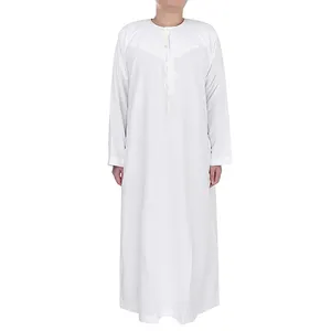 Ropa musulmana de color blanco para hombre, ropa de alta calidad, al por mayor, omani, islámico, thobe, nuevo diseño
