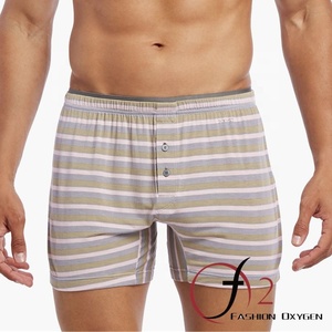 Männliche bequeme Unterwäsche Modal gestreifte Boxer Button Fly Boxershorts Old Man Unterwäsche - Product Image 2